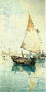 Carl Larsson segelekor vid sydlandsk stad oil painting artist